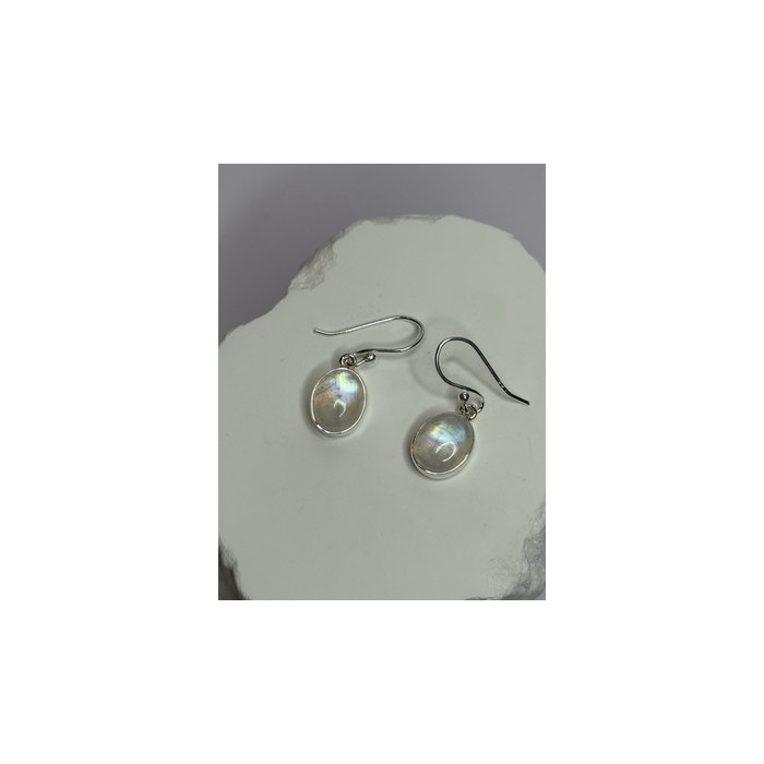 925 Sterling Silver Moonstone Earrings Length 1.1 Inch