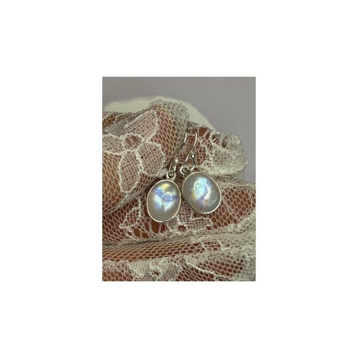 925 Sterling Silver Moonstone Earrings Length 1.1 Inch