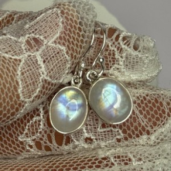 925 Sterling Silver Moonstone Earrings Length 1.1 Inch