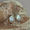 925 Sterling Silver Moonstone Earrings Length 1.1 Inch
