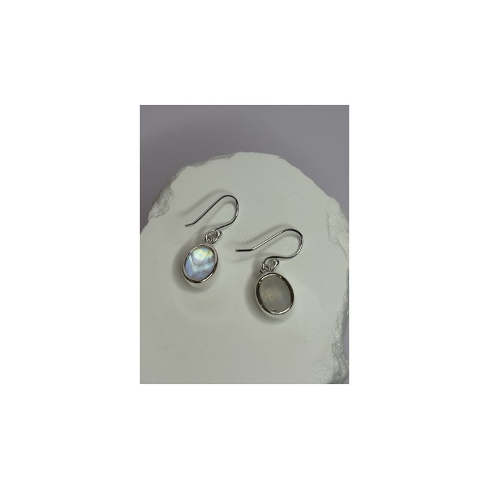 925 Sterling Silver Moonstone Earrings Length 1.1 Inch