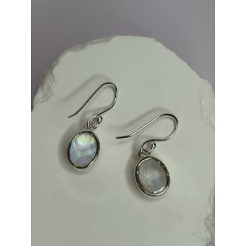 925 Sterling Silver Moonstone Earrings Length 1.1 Inch