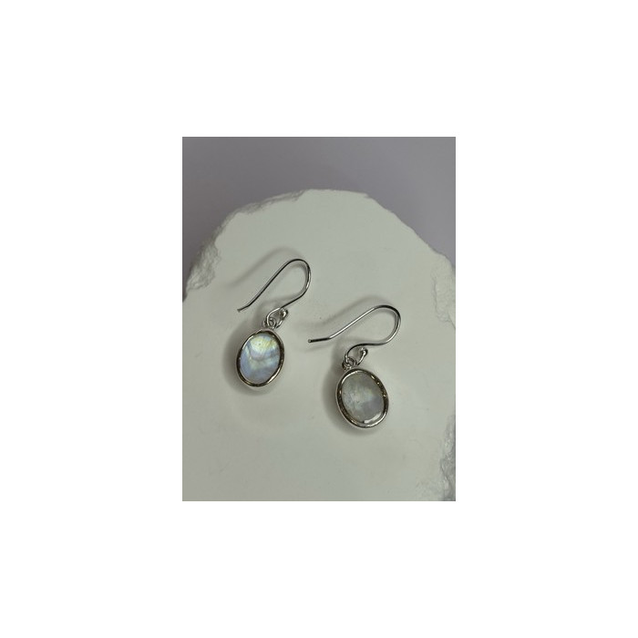 925 Sterling Silver Moonstone Earrings Length 1.1 Inch