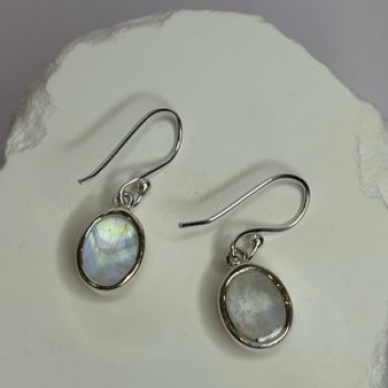 925 Sterling Silver Moonstone Earrings Length 1.1 Inch