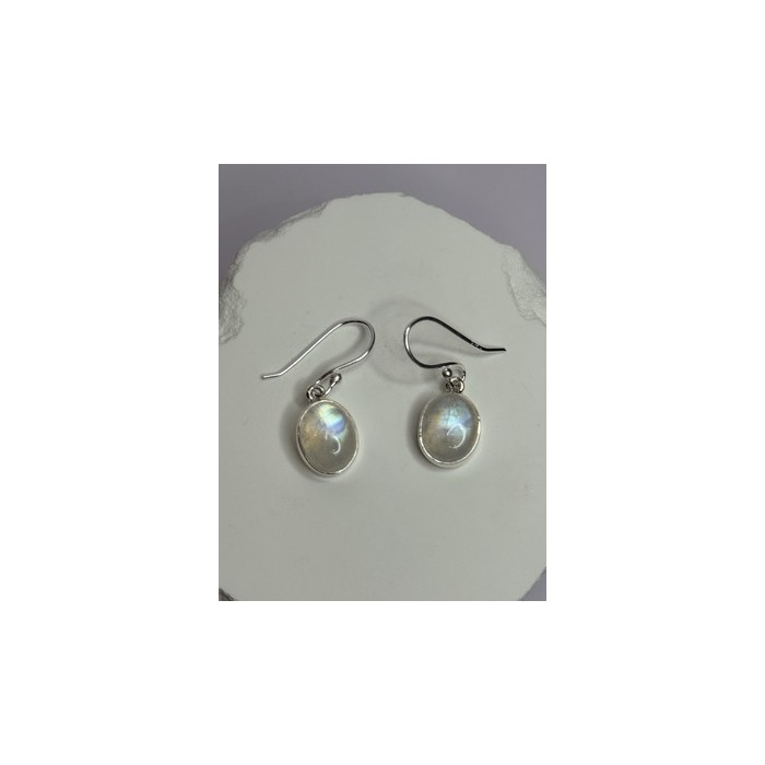 925 Sterling Silver Moonstone Earrings Length 1.1 Inch