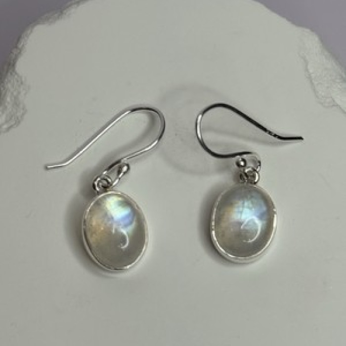 925 Sterling Silver Moonstone Earrings Length 1.1 Inch