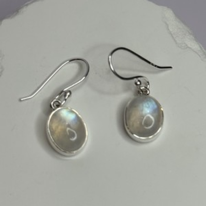 925 Sterling Silver Moonstone Earrings Length 1.1 Inch