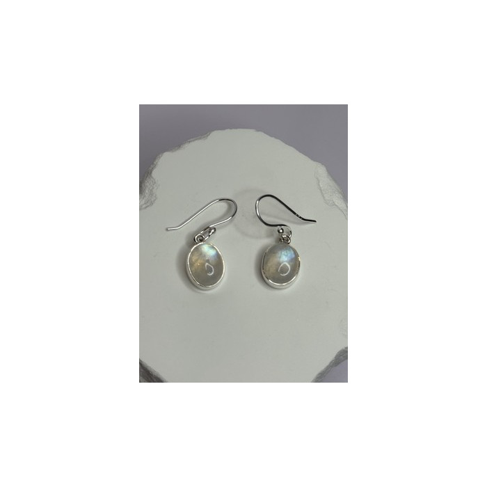 925 Sterling Silver Moonstone Earrings Length 1.1 Inch