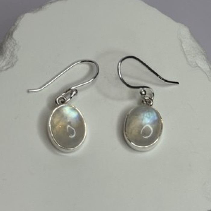 925 Sterling Silver Moonstone Earrings Length 1.1 Inch
