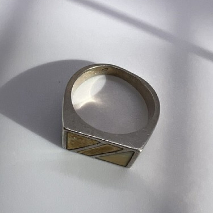 925 Sterling Silver Agate Ring Size 8