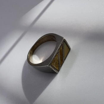925 Sterling Silver Agate Ring Size 8