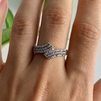 925 Sterling Silver White Topaz Ring Size 9