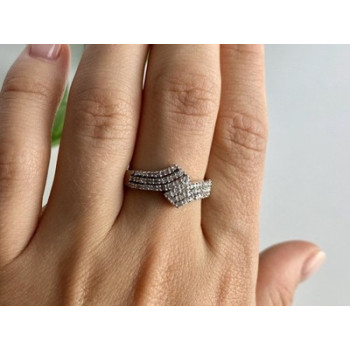 925 Sterling Silver White Topaz Ring Size 9