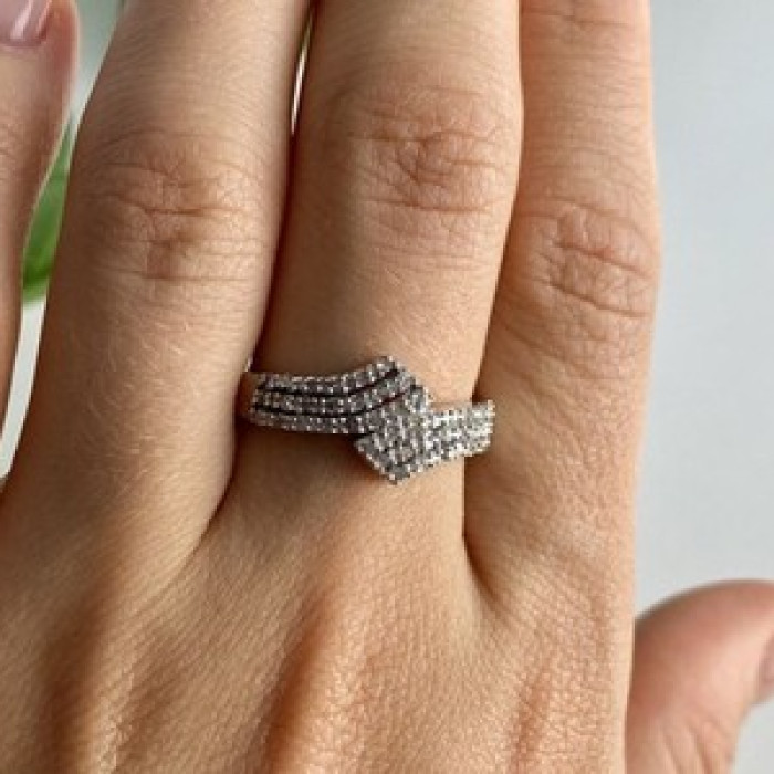 925 Sterling Silver White Topaz Ring Size 9