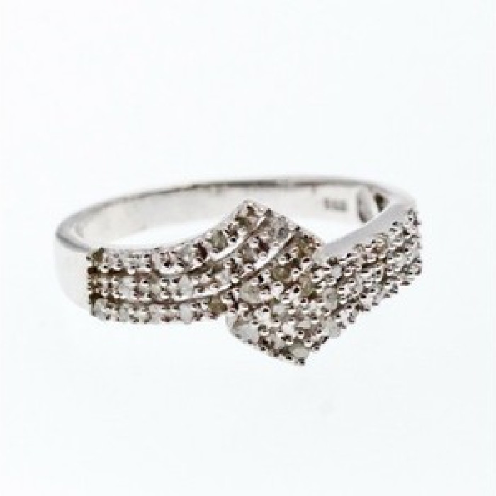 925 Sterling Silver White Topaz Ring Size 9