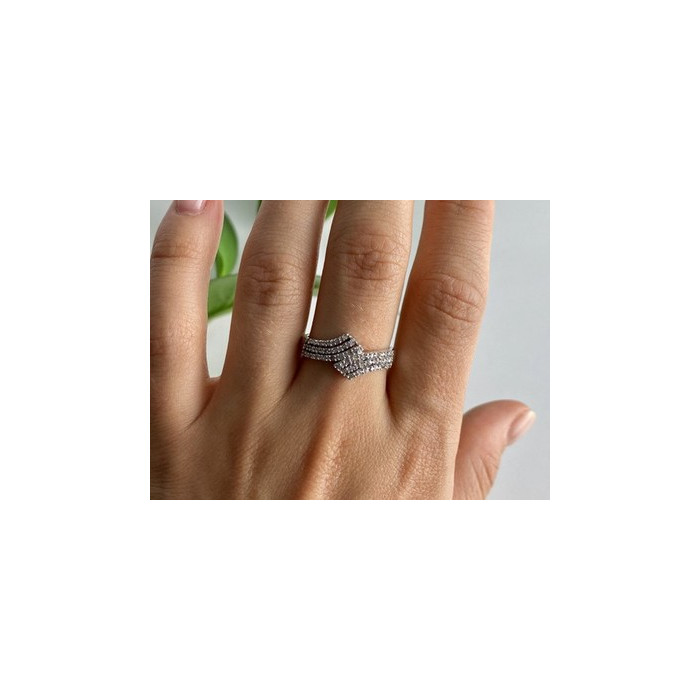 925 Sterling Silver White Topaz Ring Size 9