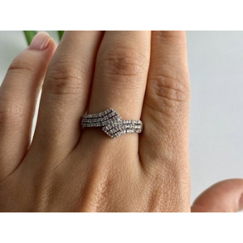 925 Sterling Silver White Topaz Ring Size 9