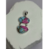 925 Sterling Silver Cotton Candy Turquoise Pendant Length 1.5 Inch
