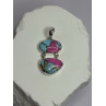 925 Sterling Silver Cotton Candy Turquoise Pendant Length 1.5 Inch