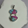 925 Sterling Silver Cotton Candy Turquoise Pendant Length 1.5 Inch