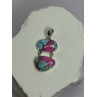 925 Sterling Silver Cotton Candy Turquoise Pendant Length 1.5 Inch