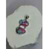 925 Sterling Silver Cotton Candy Turquoise Pendant Length 1.5 Inch