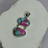 925 Sterling Silver Cotton Candy Turquoise Pendant Length 1.5 Inch