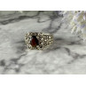 925 Sterling Silver Garnet & Marcasites Ring Size 6.75