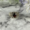 925 Sterling Silver Garnet & Marcasites Ring Size 6.75