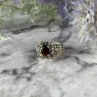 925 Sterling Silver Garnet & Marcasites Ring Size 6.75