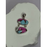 925 Sterling Silver Cotton Candy Turquoise Pendant Length 1.5 Inch