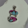 925 Sterling Silver Cotton Candy Turquoise Pendant Length 1.5 Inch