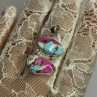 925 Sterling Silver Cotton Candy Turquoise Pendant Length 1.5 Inch