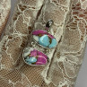 925 Sterling Silver Cotton Candy Turquoise Pendant Length 1.5 Inch