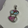925 Sterling Silver Cotton Candy Turquoise Pendant Length 1.5 Inch