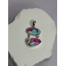 925 Sterling Silver Cotton Candy Turquoise Pendant Length 1.5 Inch