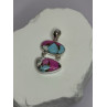 925 Sterling Silver Cotton Candy Turquoise Pendant Length 1.5 Inch