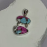 925 Sterling Silver Cotton Candy Turquoise Pendant Length 1.5 Inch