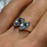 925 Sterling Silver Topaz Ring Size 6