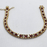 925 Sterling Silver Vermeil Ruby AND Quartz Bracelet Size 7.15 IN