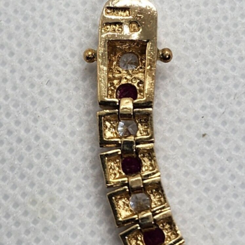 925 Sterling Silver Vermeil Ruby AND Quartz Bracelet Size 7.15 IN