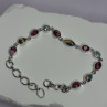 925 Sterling Silver Oyster Turquoise & Topaz Bracelet Length 6-8 Inch