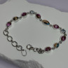 925 Sterling Silver Oyster Turquoise & Topaz Bracelet Length 6-8 Inch
