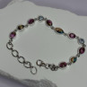 925 Sterling Silver Oyster Turquoise & Topaz Bracelet Length 6-8 Inch