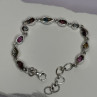 925 Sterling Silver Oyster Turquoise & Topaz Bracelet Length 6-8 Inch