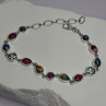 925 Sterling Silver Oyster Turquoise & Topaz Bracelet Length 6-8 Inch