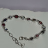925 Sterling Silver Oyster Turquoise & Topaz Bracelet Length 6-8 Inch