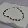 925 Sterling Silver Oyster Turquoise & Topaz Bracelet Length 6-8 Inch