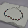 925 Sterling Silver Oyster Turquoise & Topaz Bracelet Length 6-8 Inch
