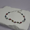 925 Sterling Silver Oyster Turquoise & Topaz Bracelet Length 6-8 Inch